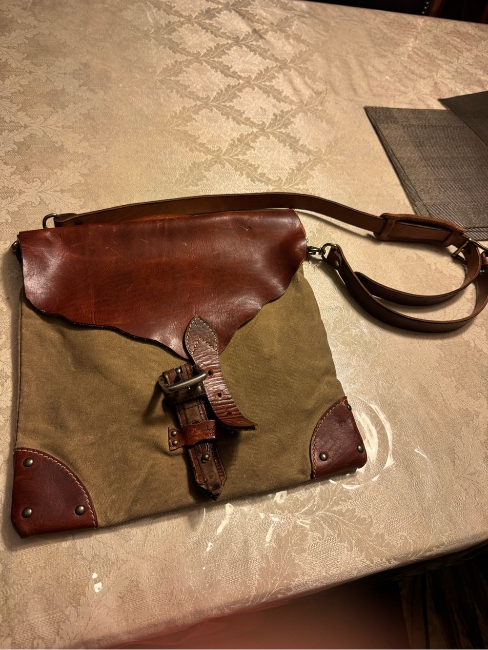 Sandast Canary Canvas & Leather Crossbody Messenger Bag - Unisex